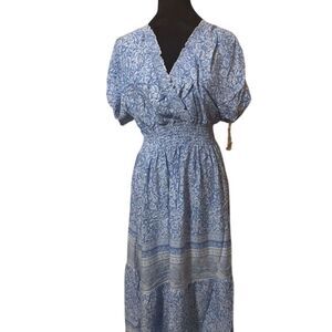 Seven Island Women's Floral Maxi Dress Blue Size L Casual Spring